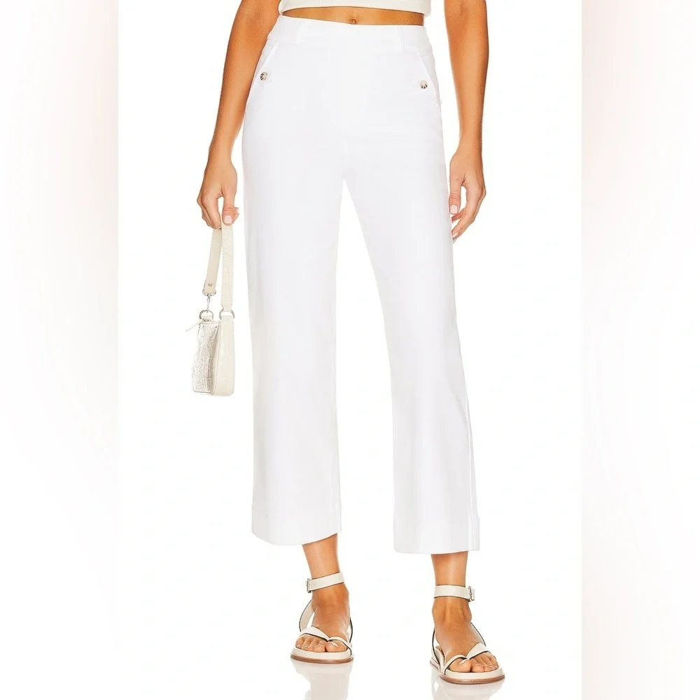 SPANX Stretch Twill Cropped Wide Leg Bright White Comfort Business Casual Pant - Picture 2 of 12